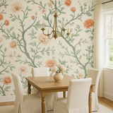 Garden Muse Wallpaper with floral vine pattern on a light cream background.