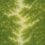 Green canopy wallpaper with tree branches from below, showing a dappled sky.