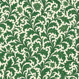 Emerald tapestry wallpaper with lush green floral design.
