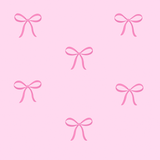 Coquette bows wallpaper in light pink with a repeated pattern of simple pink bows.
