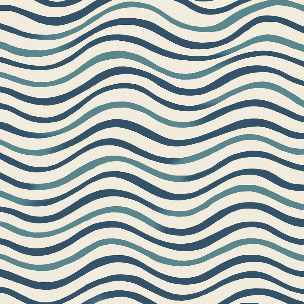 Wavy blue wallpaper with lines by Seabrook Wallcoverings, featuring a sea-inspired pattern.