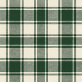 Green plaid wallpaper with off-white accents and woven texture.