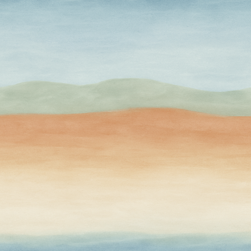 Desert Horizon Wallpaper with watercolor-style mountains, hills and desert landscape.