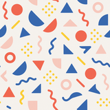 Modern Memphis wallpaper with colorful geometric pattern.
