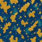 Blue and gold wallpaper with archipelago pattern.