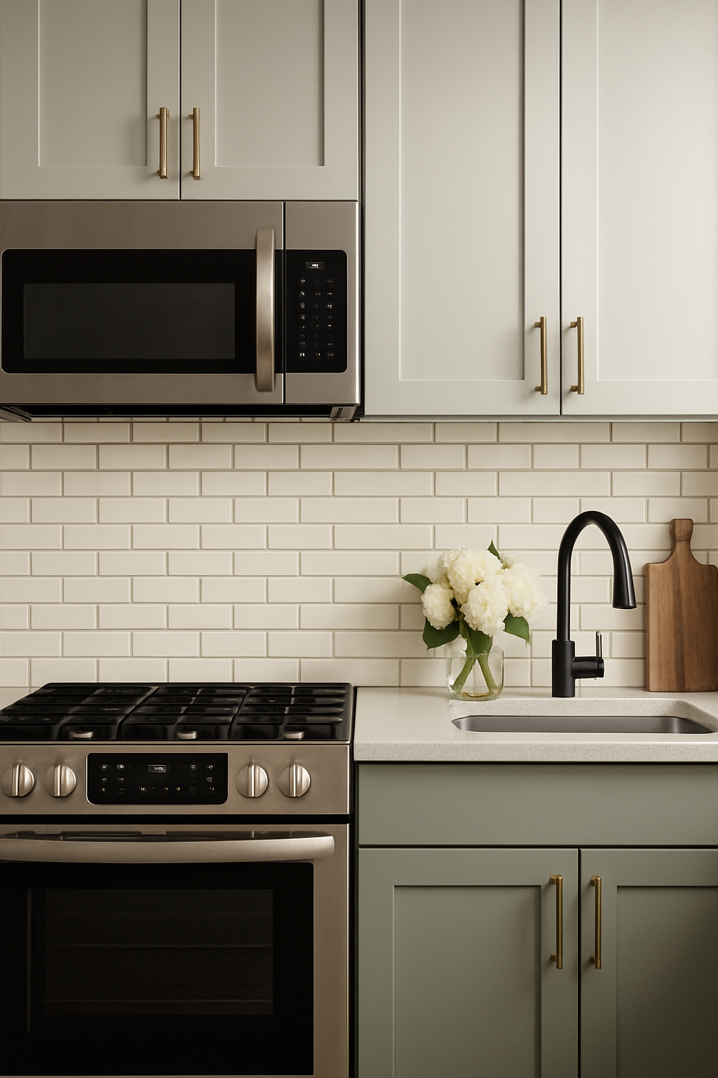 Modern glazed tile wallpaper with a brick pattern and neutral tones.
