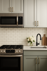 Modern glazed tile wallpaper with a brick pattern and neutral tones.
