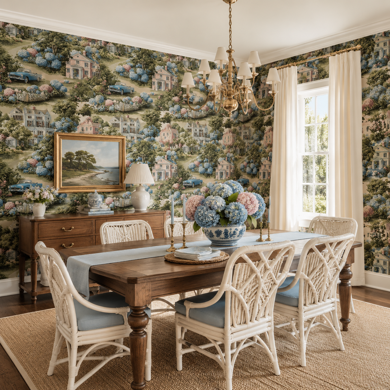 Hydrangea Sound Toile Wallpaper