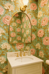 Floral pattern Victorian Bloomscape Wallpaper with pink flowers, textured background.
