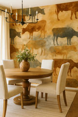 Dairy Dreams Wallpaper with cow silhouette patterns.