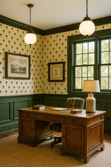 Carolina Palms Wallpaper with tree pattern on cream-colored background.