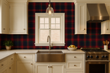 Carolina Tartan Wallpaper with red, green, and navy plaid pattern.
