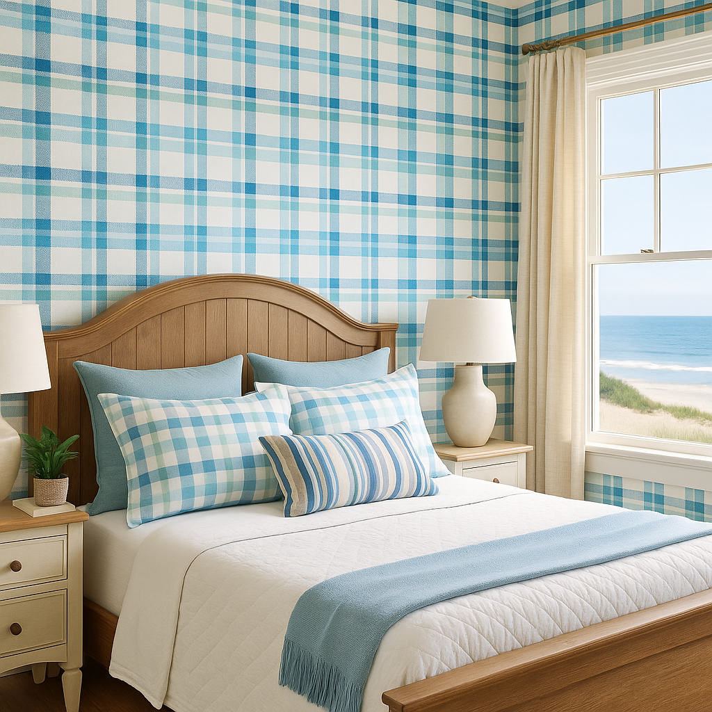 Coastal Check Wallpaper
