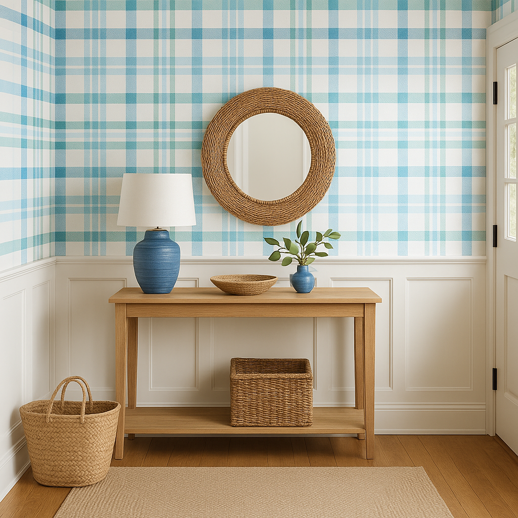 Coastal Check Wallpaper