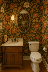 Floral Cabin Rose Wallpaper with a botanical pattern.
