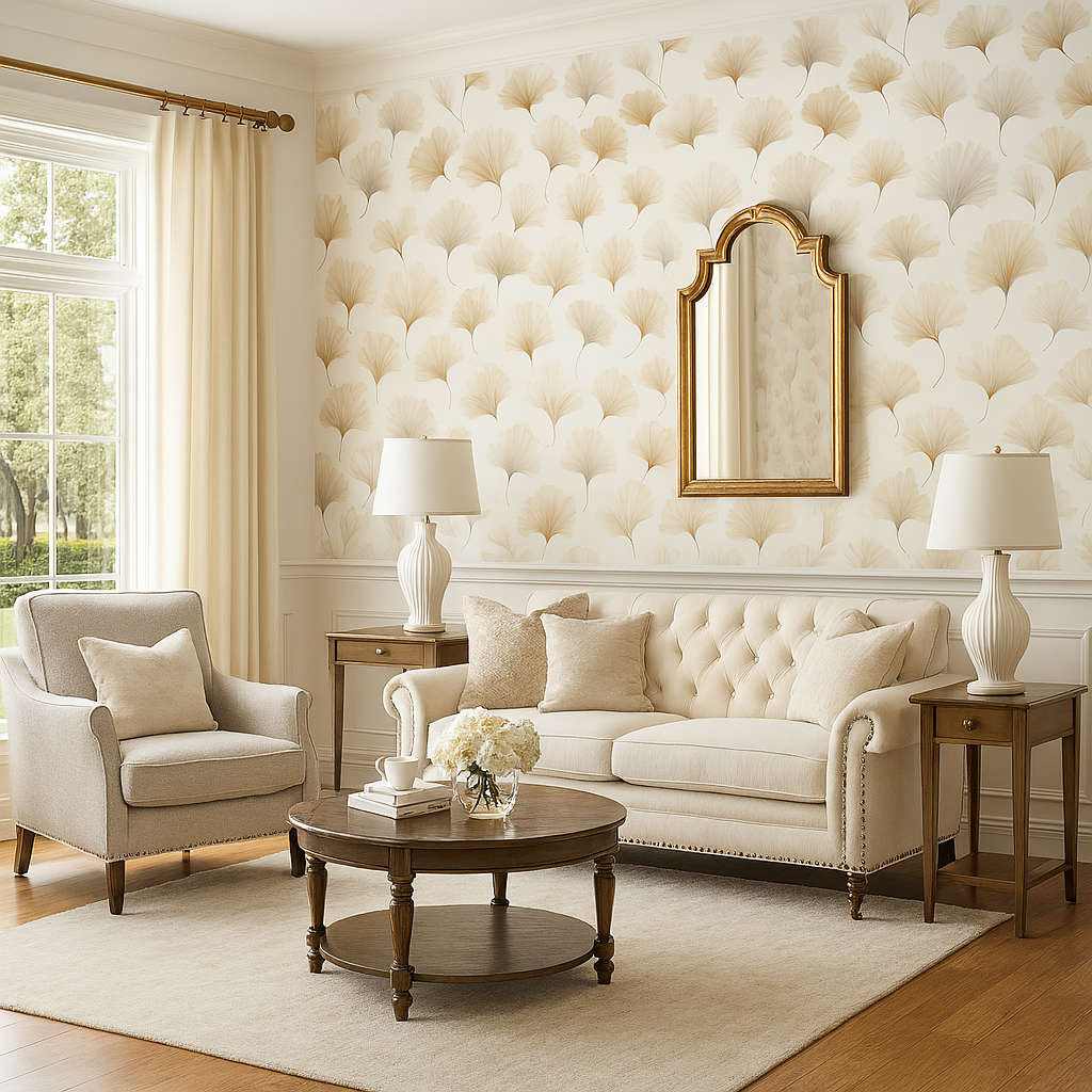 Golden Ginkgo Wallpaper with a leaf pattern.