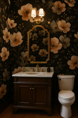 Floral Velvet Blossom Wallpaper with dark background and petal pattern.
