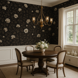 Shadow Rose Wallpaper with a floral pattern on a dark backdrop.