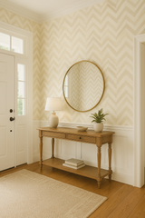 Sand Whisper Wallpaper in chevron pattern with a subtle texture.