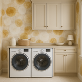 Patterned Sunspore Bloom Wallpaper with yellow and white sunburst design.
