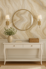 Desert onyx vein wallpaper with tan marbling pattern.