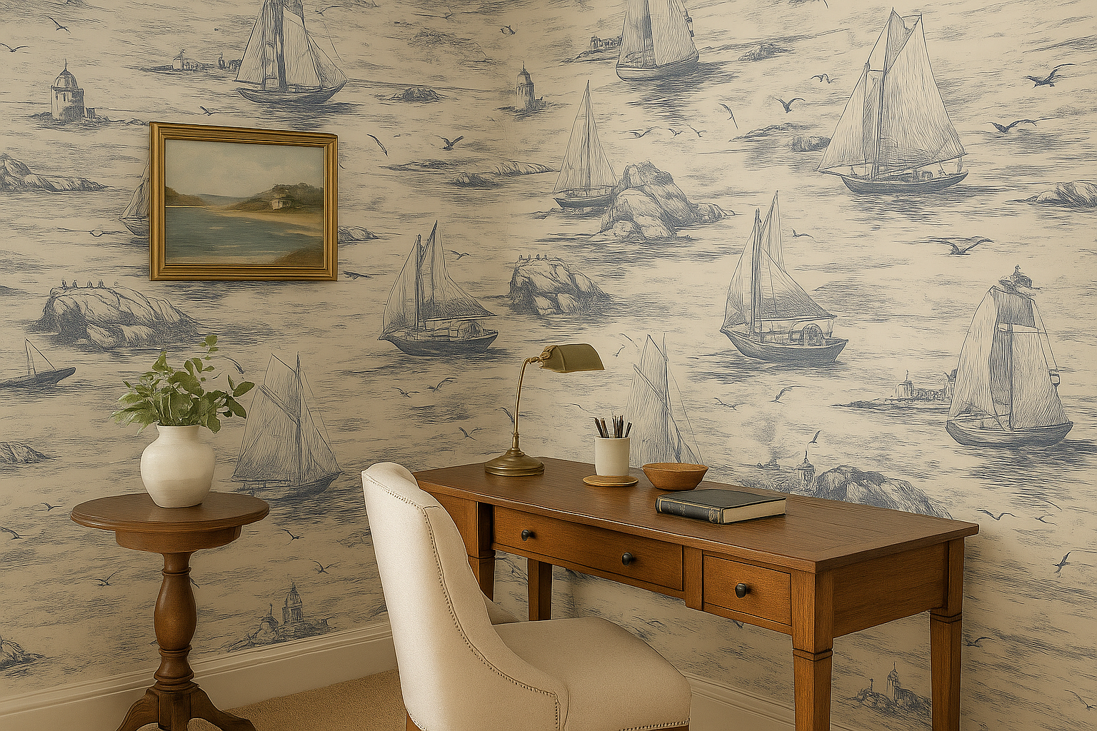 Sailor’s Sketch Toile Wallpaper