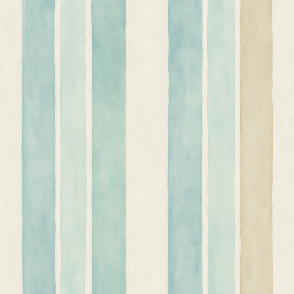 Striped linen wallpaper with vertical blue and tan stripes.