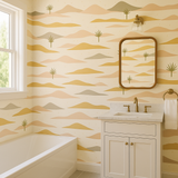Dune Lines wallpaper with desert landscape pattern, featuring soft earthy tones.
