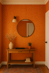 Orange Terra Maze Wallpaper featuring a square maze pattern.
