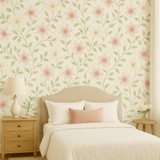 Garden Trellis Wallpaper with floral pattern on an off-white background.