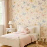 Butterfly Garden Wallpaper with butterflies and floral pattern.
