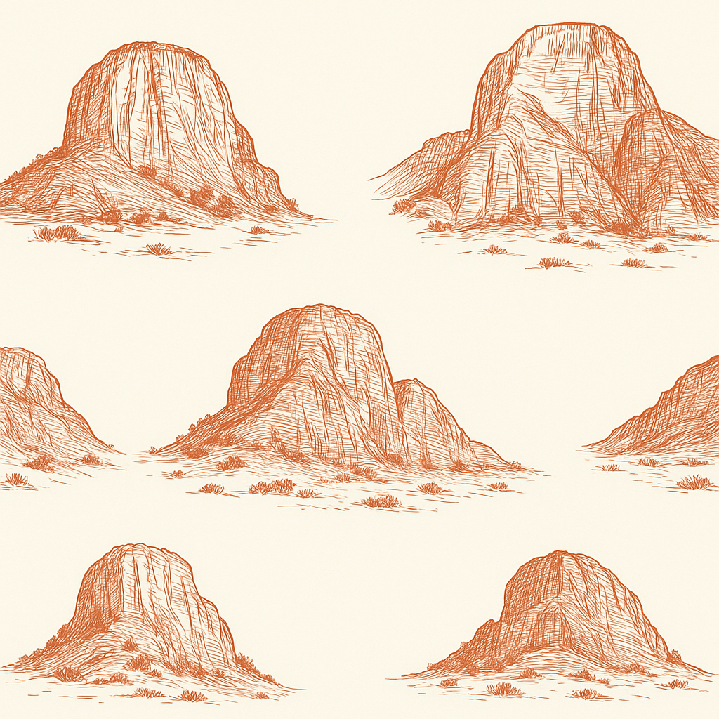 Zion Hike wallpaper with mountain pattern, in an illustrative style.