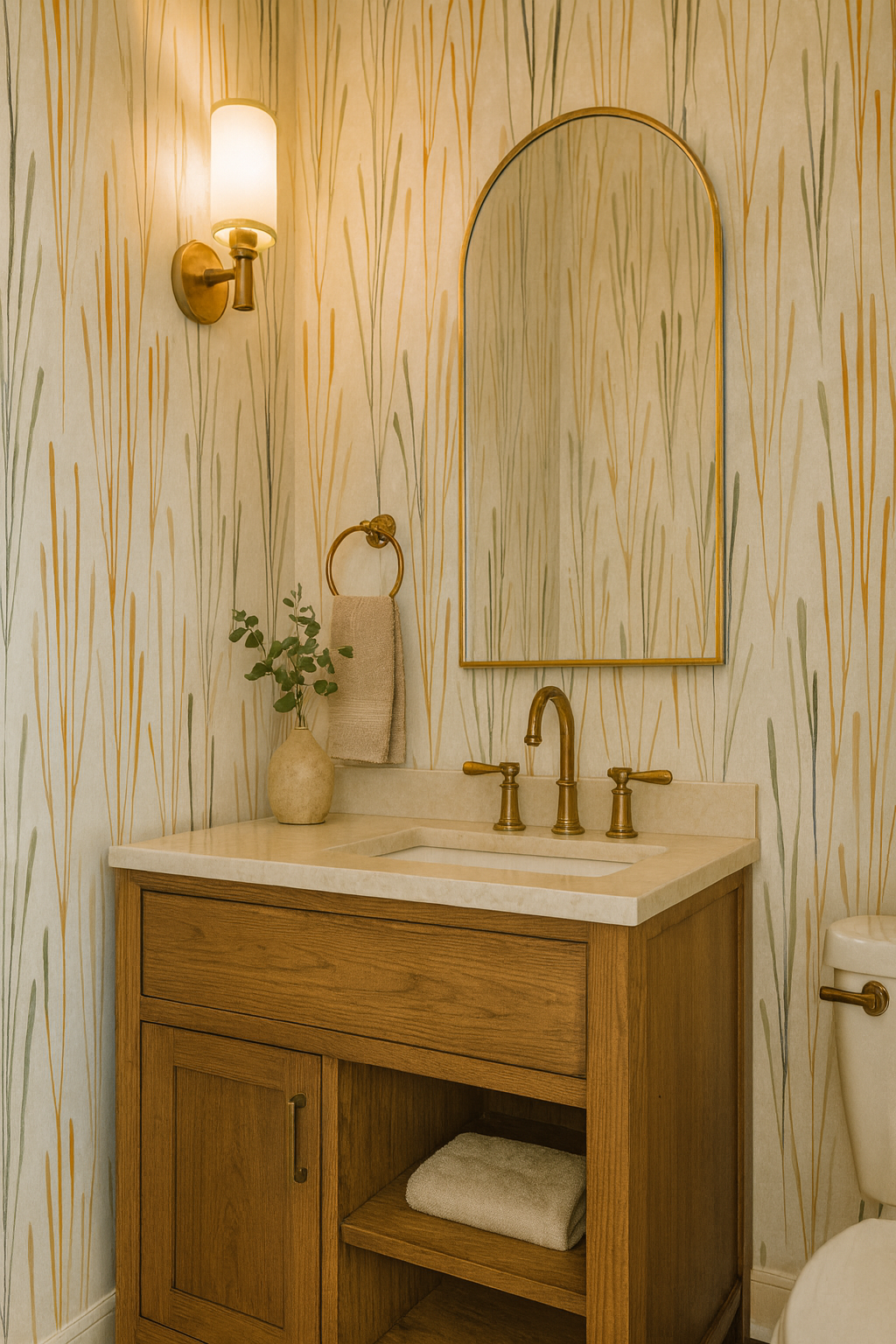 Prairie Aria Wallpaper with a vertical wheat pattern.
