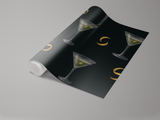 Dirty martini wallpaper, with black background, by featuring gold accents and a roll presentation.