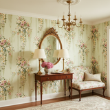 Floral wallpaper from Maison de Lys with a pastel color scheme and an elegant pattern.