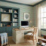 Marlow Rigging Wallpaper, featuring green rope stripes on white, nautical-themed pattern.
