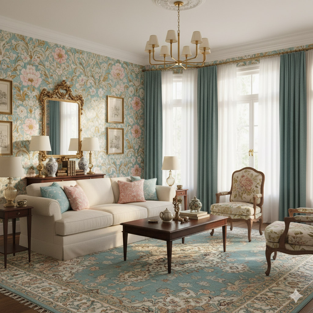 Azure Fleurs Wallpaper