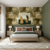 Mossfield Canvas Wallpaper in neutral tones, featuring an abstract pattern and textured finish.