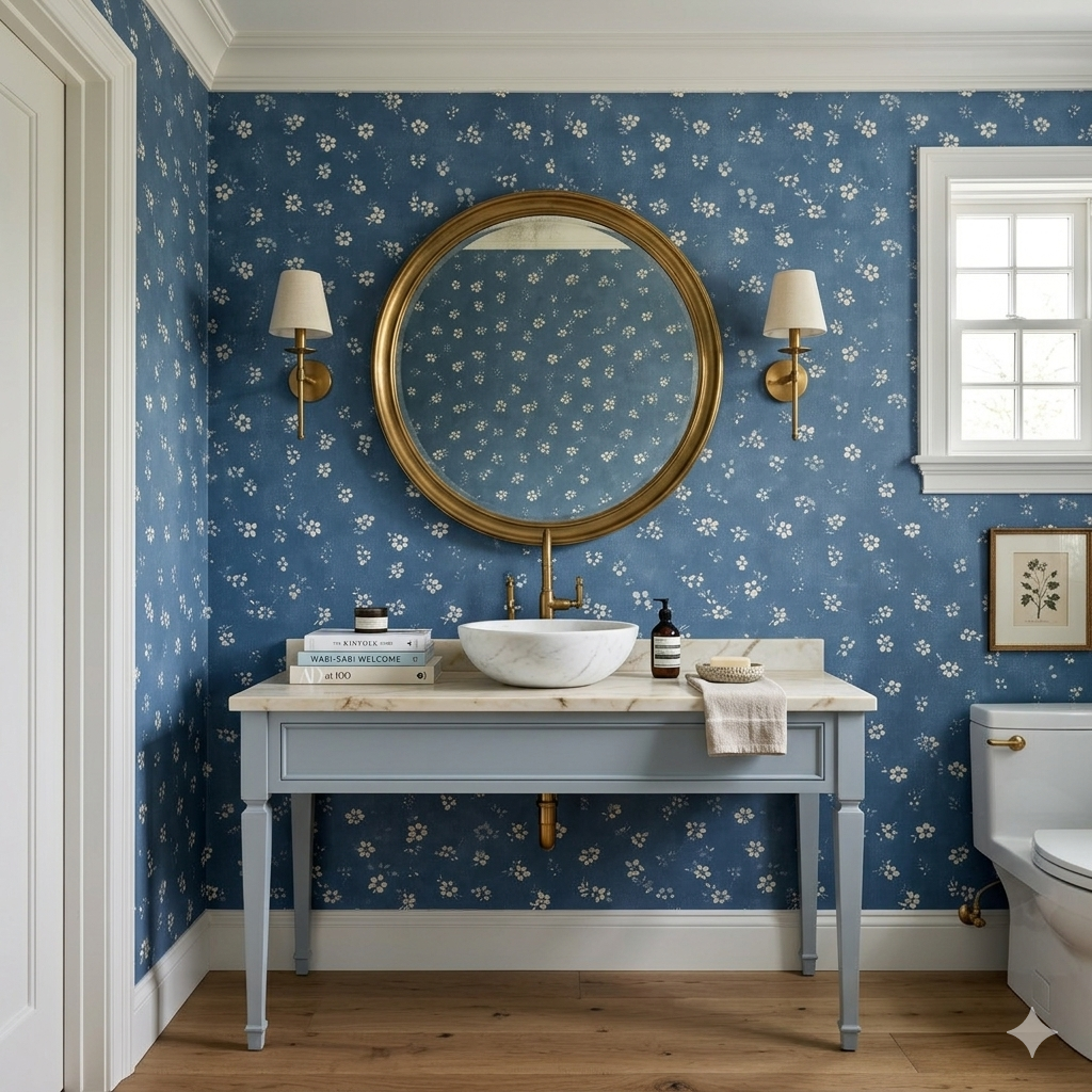 Chambray Posy Wallpaper