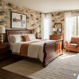 Cattlebrush Crossing Wallpaper with an animal pattern on a bedroom wall.