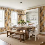 Diamond wallpaper with gold and gray pattern featuring a textured appearance.
