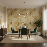 Golden Hive Wallpaper with a geometric pattern in shades of gold and white.