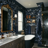 Carbon Prowl wallpaper with a blue and black leopard print pattern.