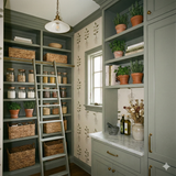 Rootbound Ledger Wallpaper with sprig and root pattern on a light neutral background.