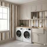 Striped Canyon Wash Wallpaper with vertical pattern on the laundry room wall.