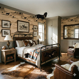 Stampede at Sage Flats Wallpaper featuring a western theme with running horses in a desert landscape.