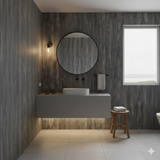 Obsidian Reed Wallpaper with vertical texture, decorative bathroom setting