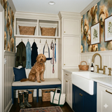 Maple Collar Wallpaper with dog pattern texture.