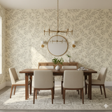 Ash Fern wallpaper with a light, neutral color palette featuring a fern pattern.
