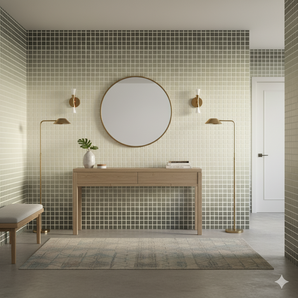 Echo Grid Wallpaper with gradient square tile design.
